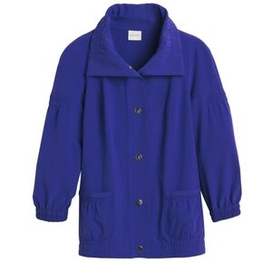 Chico's Button Front Jacket Collared‎ 3/4 Sleeve Pockets Blue 3XL contemporary
